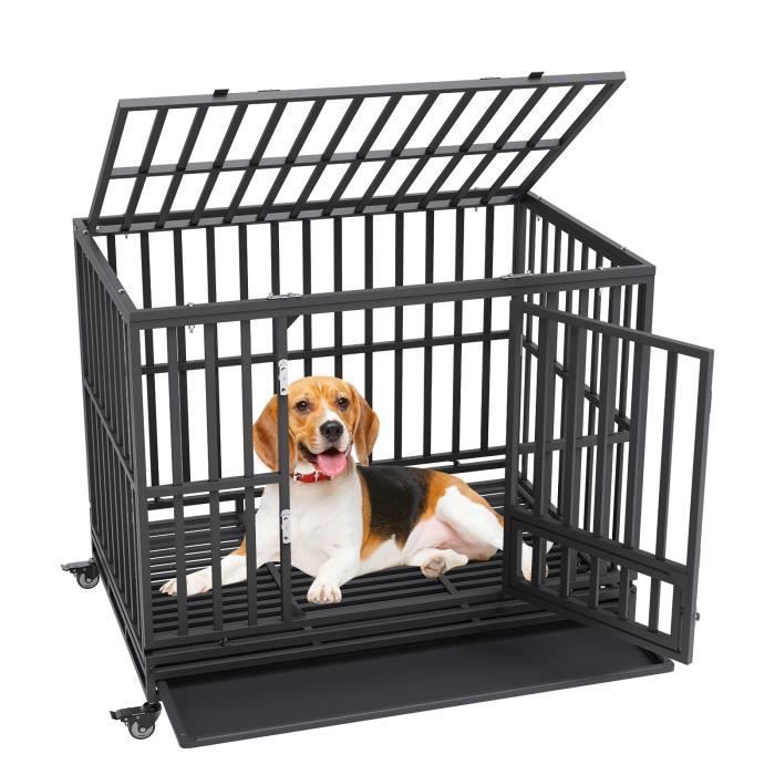 Cage Pour Chien - Vevor - Cage Pour Chien Robuste En Métal Sur Roues 119x81x99 Cm Plateau Amovible