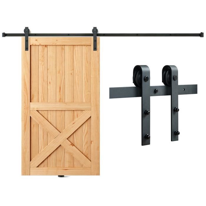 Kits de Quincaillerie de Porte - VEVOR - Kit Quincaillerie Rail Porte Coulissante Simple de Grange 300 cm Cintre J