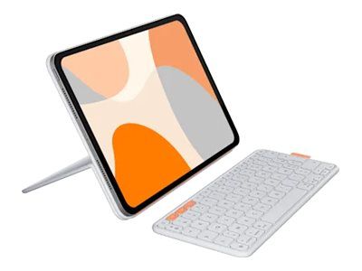 Logitech Flip Folio - Clavier et étui - full size - sans fil - Bluetooth 5.1 LE - AZERTY - Français - gris pâle - pour Apple 10.9-inch iPad Air (5th generation); 11-inch iPad Air (M2, M3);...