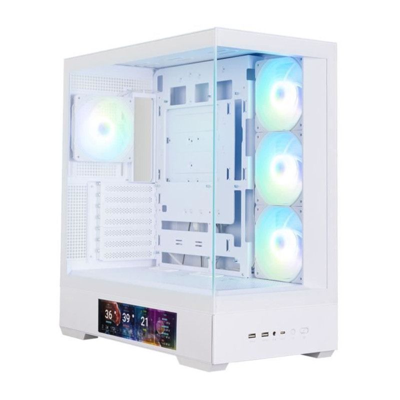 Boitier sans alimentation - ZALMAN P40 DS - Moyen tour - Format ATX - Blanc