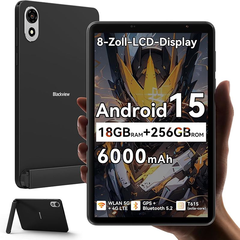 Blackview Tablette ZENO 1 8 FHD AI x Android 15 RAM 18 Go ROM SD 6000mAh Widevine L1 WPS Dual SIM - vue 3