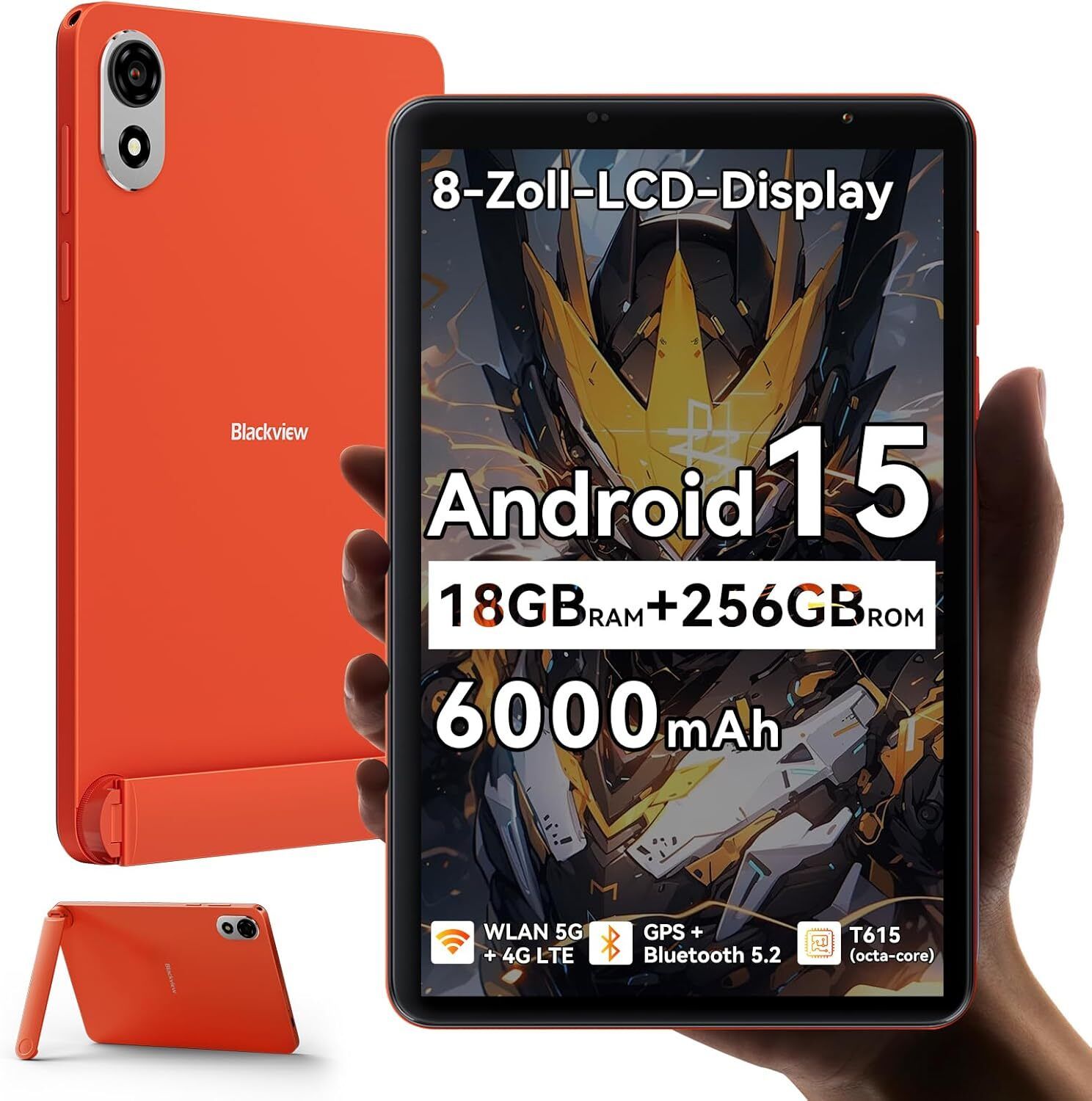 Blackview Tablette ZENO 1 8 FHD AI x Android 15 RAM 18 Go ROM SD 6000mAh Widevine L1 WPS Dual SIM - vue 2