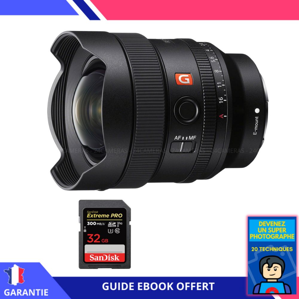 Sony FE 14mm f1.8 GM + 1 SanDisk UHS II 300 MB/ + Ebook 'Devenez Un Super Photographe' Objectif Sony FE pour Sony Hybride