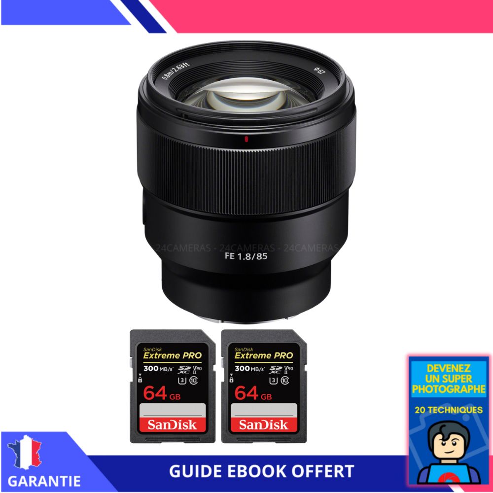 Sony FE 85mm f1.8 + 2 SanDisk Extreme PRO UHS II SDXC 300 MB/ + Ebook 'Devenez Un Super Photographe' Objectif Sony FE pour Sony Hybride - vue 3