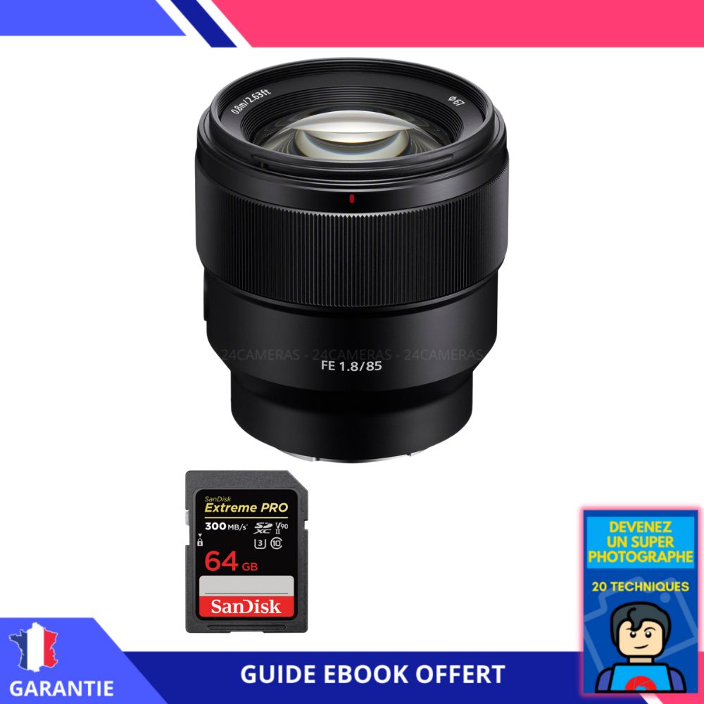 Sony FE 85mm f1.8 + 1 SanDisk Extreme PRO UHS II SDXC 300 MB/ + Ebook 'Devenez Un Super Photographe' Objectif Sony FE pour Sony Hybride - vue 2
