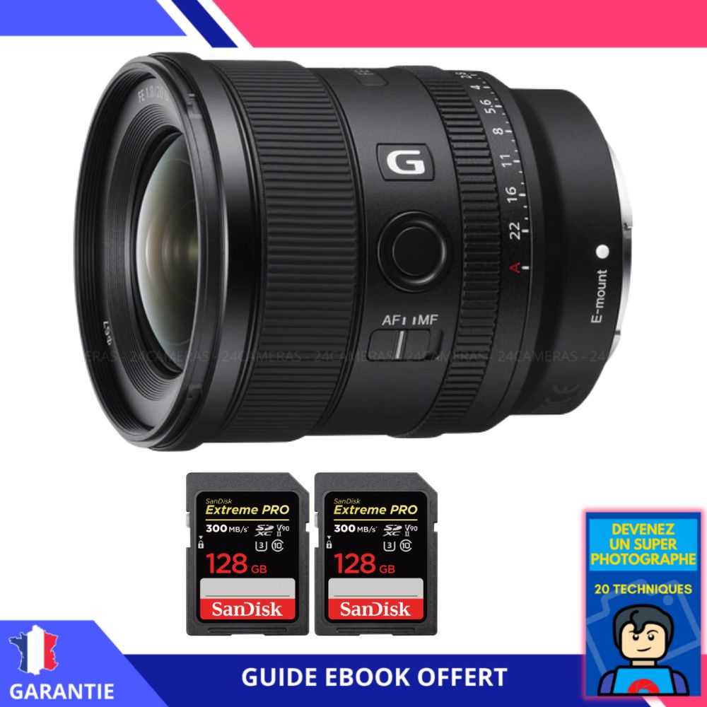 Sony FE 20mm f1.8 G + 2 SanDisk Extreme PRO UHS II SDXC 300 MB/ + Ebook 'Devenez Un Super Photographe' Objectif Sony FE pour Sony Hybride - vue 2