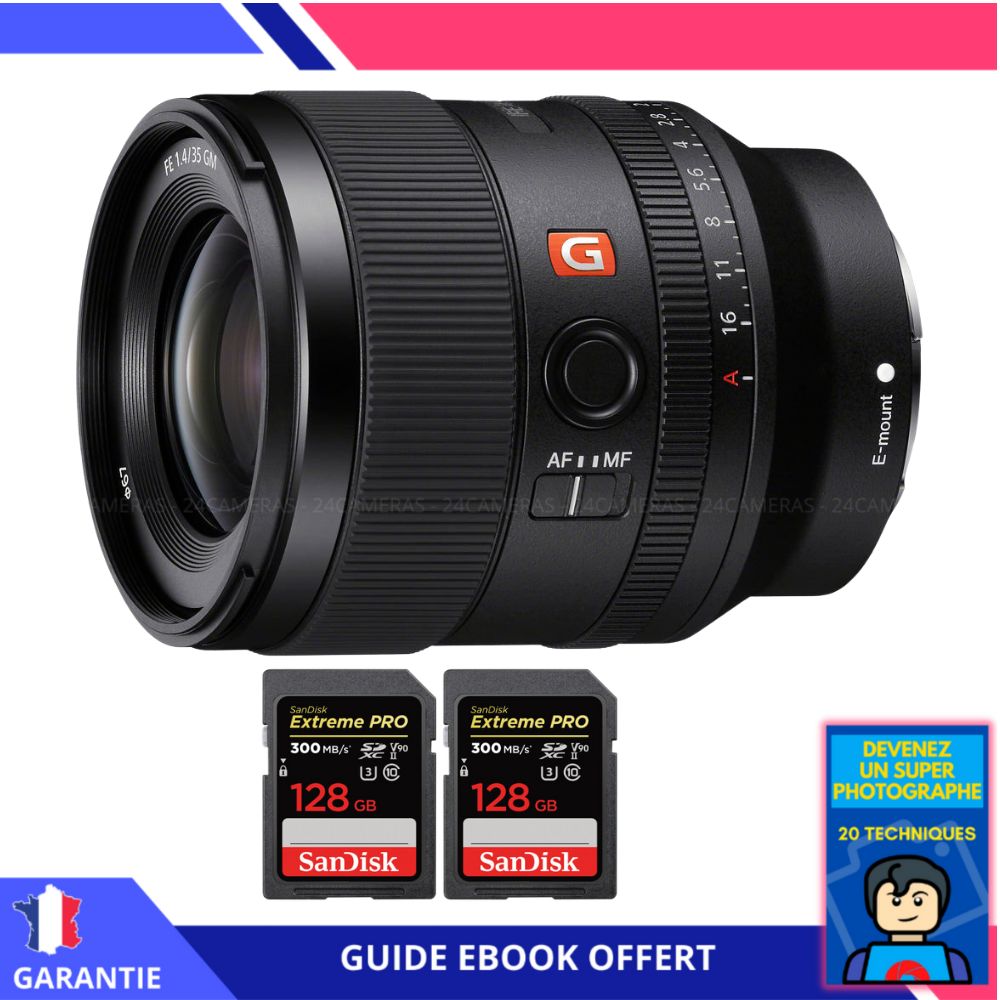 Sony FE 35mm f1.4 GM + 2 SanDisk Extreme PRO UHS II SDXC 300 MB/ + Ebook 'Devenez Un Super Photographe' Objectif Sony FE pour Sony Hybride - vue 2