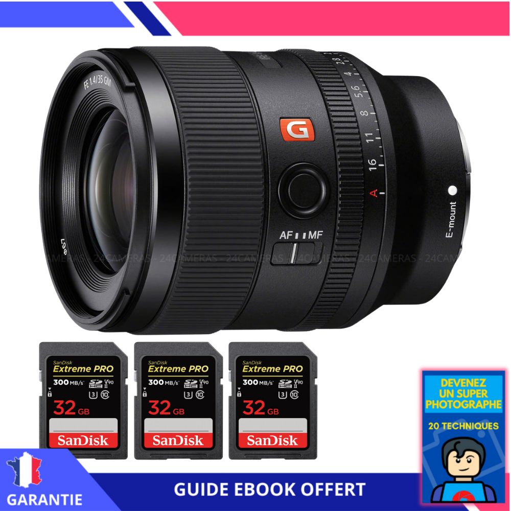 Sony FE 35mm f1.4 GM + 3 SanDisk Extreme PRO UHS II SDXC 300 MB/ + Ebook 'Devenez Un Super Photographe' Objectif Sony FE pour Sony Hybride - vue 3