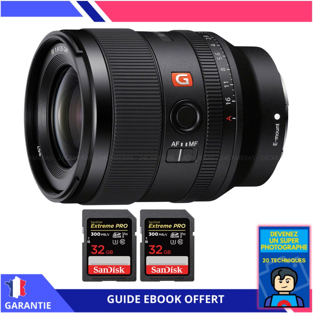 Sony FE 35mm f1.4 GM + 2 SanDisk Extreme PRO UHS II SDXC 300 MB/ + Ebook 'Devenez Un Super Photographe' Objectif Sony FE pour Sony Hybride - vue 3