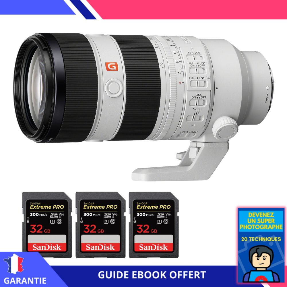 Sony FE 70 200mm F2.8 GM OSS II + 3 SanDisk Extreme PRO UHS II SDXC 300 MB/ + Ebook 'Devenez Un Super Photographe' Objectif Sony FE pour Sony Hybride - vue 3