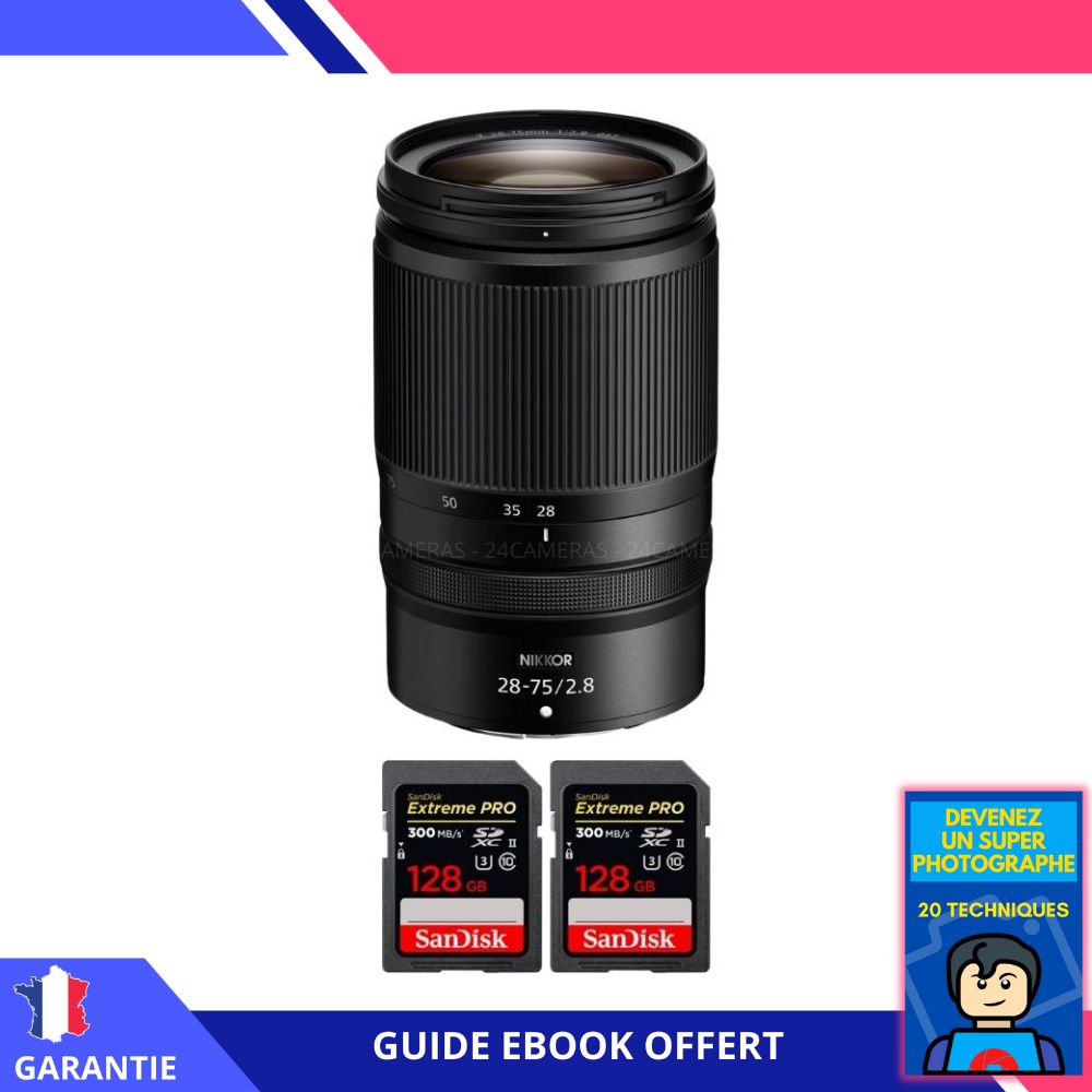 Nikon Z 28 75mm F2.8 + 2 SanDisk Extreme PRO UHS II SDXC 300 MB/ + Ebook 'Devenez Un Super Photographe' Objectif Nikon Z pour Nikon Hybride - vue 3