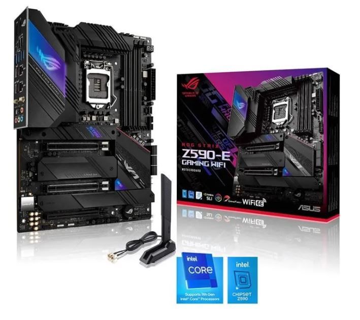 ASUS ROG STRIX Z590-E GAMING WIFI - Carte-mère - ATX - Socket LGA1200 - Z590 Chipset - USB-C Gen2, USB 3.2 Gen 1, USB 3.2 Gen 2, USB-C Gen 2x2 - Wi-Fi 6, 2 x 2.5 Gigabit LAN - carte graphique...