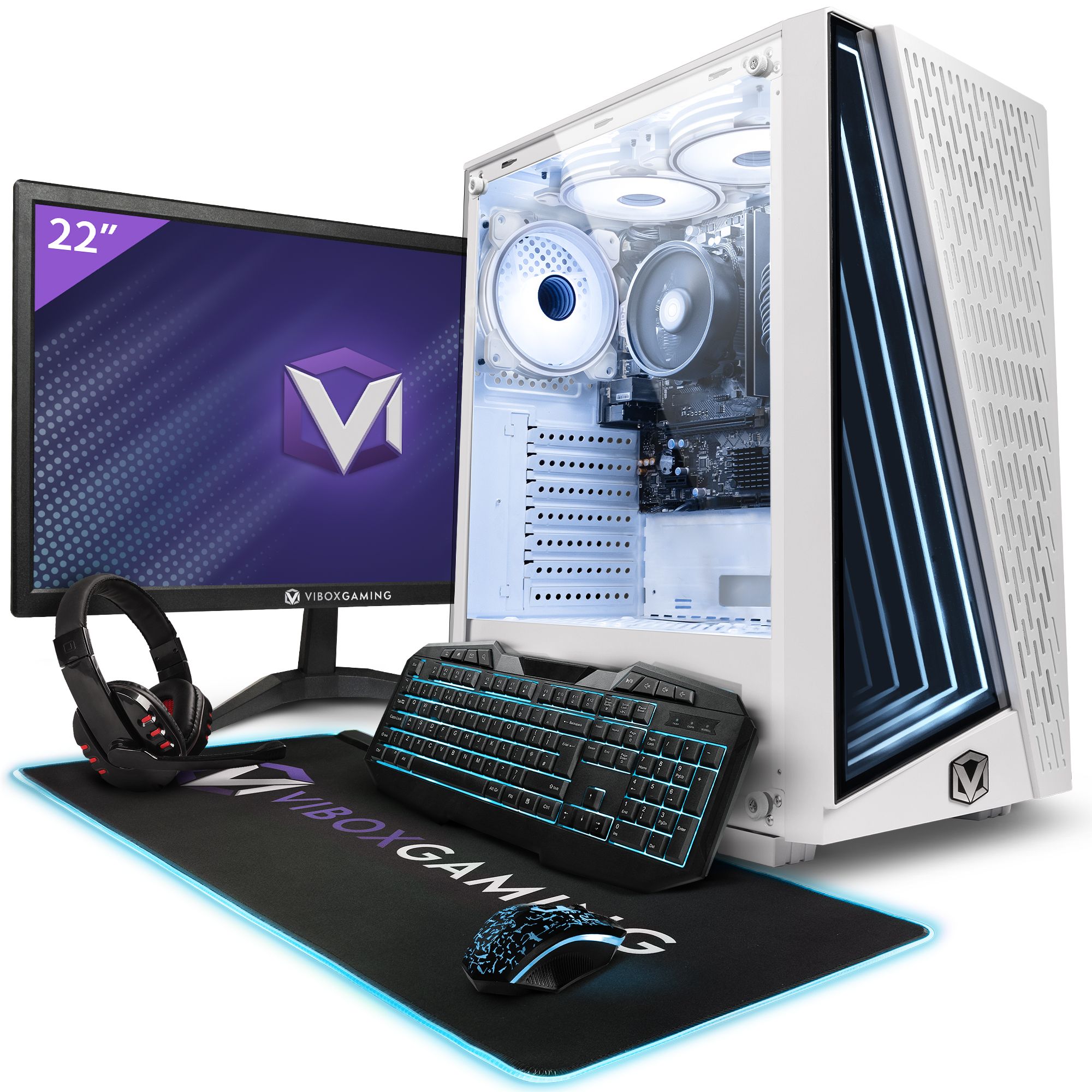 Vibox VI 136 PC Gamer 22 Écran Pack AMD Ryzen 3200GE Processeur 4GHz Radeon Vega 8 Graphiques RAM 480Go SSD Linux OS WiFi - vue 3