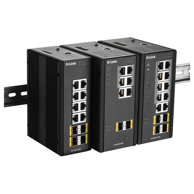 D-Link DIS 300G-14PSW - Commutateur - Géré - 8 x 10/100/1000 (PoE+) + 2 x 10/100/1000 + 2 x 100/1000 SFP - Montage sur rail DIN, fixation murale - PoE+ (240 W)