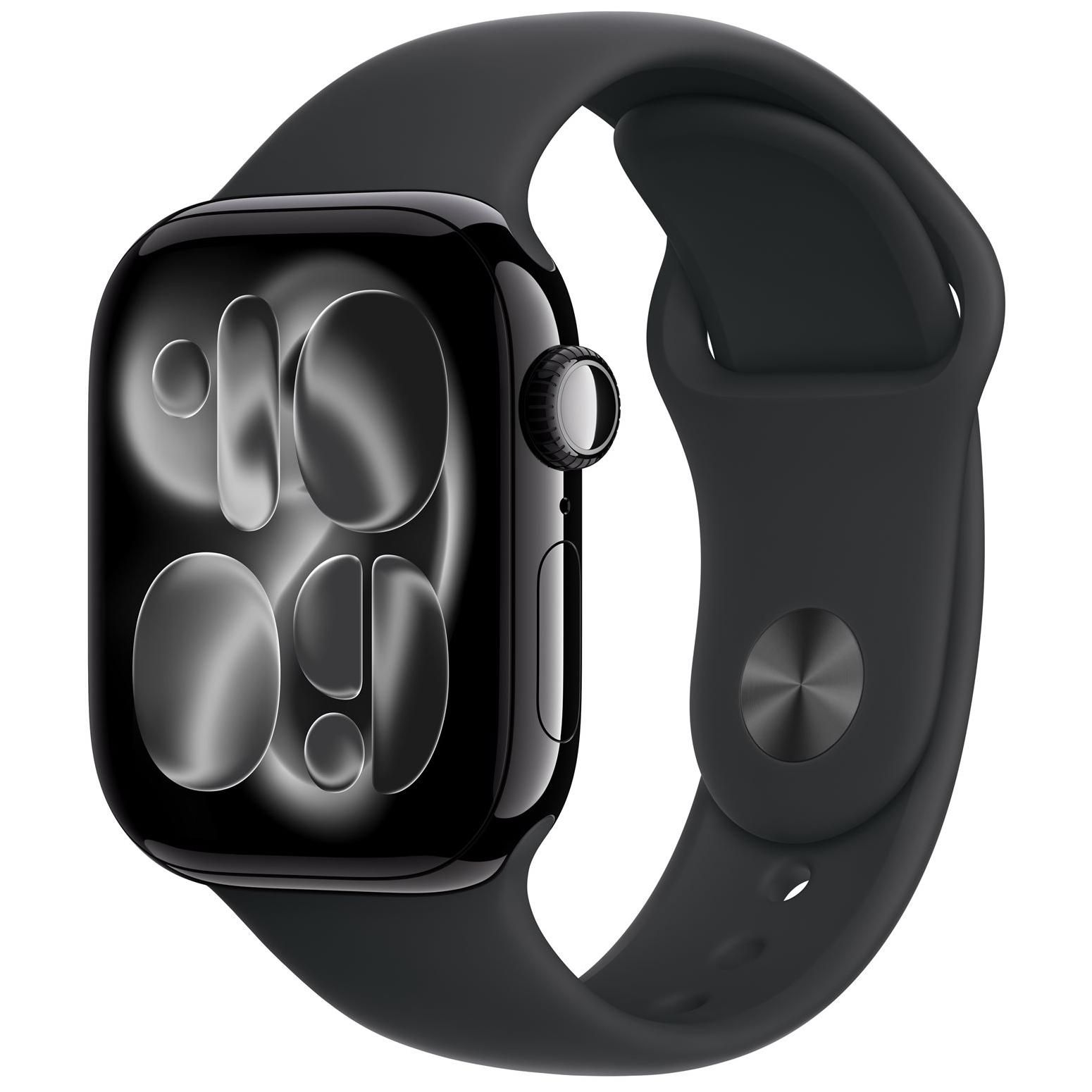 Apple Watch Series 11 GPS 42mm Boitier en Aluminium Noir de Jais avec Bracelet Sport Noir S/M
