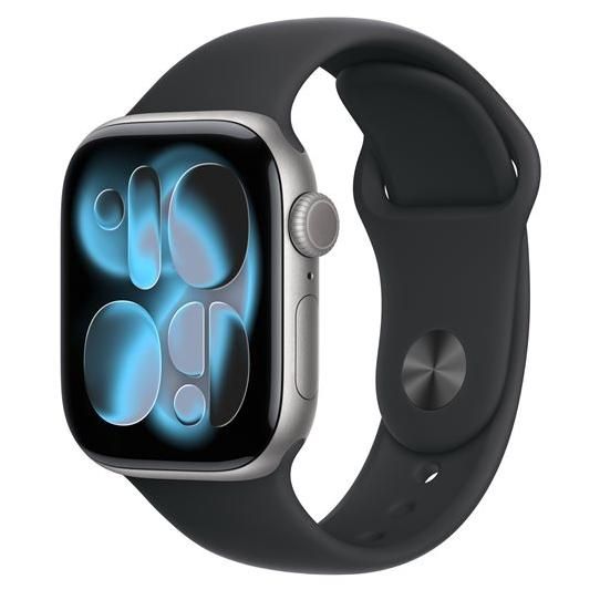Apple Watch Series 11 GPS 42mm Boitier en Aluminium Gris Sidéral avec Bracelet Sport Noir M/L