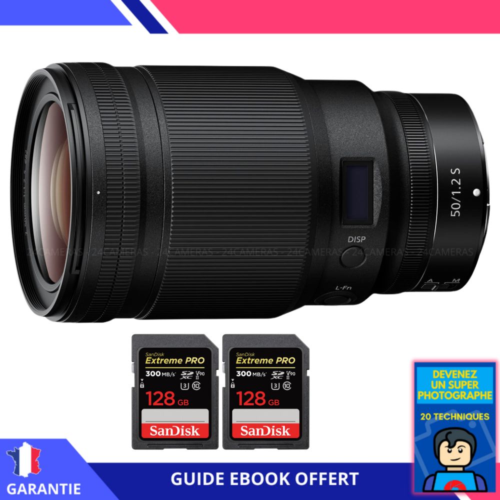 Nikon Z 50mm f1.2 + 2 SanDisk UHS II 300 MB/ + Ebook 'Devenez Un Super Photographe' Objectif Nikon Z pour Nikon Hybride - vue 2