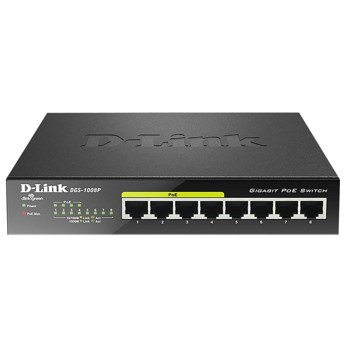 D-Link DGS 1008P - Commutateur - non géré - 4 x 10/100/1000 (PoE) + 4 x 10/100/1000 - de bureau - PoE