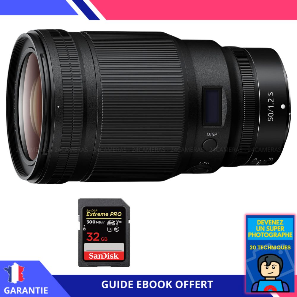 Nikon Z 50mm f1.2 + 1 SanDisk UHS II 300 MB/ + Ebook 'Devenez Un Super Photographe' Objectif Nikon Z pour Nikon Hybride - vue 3