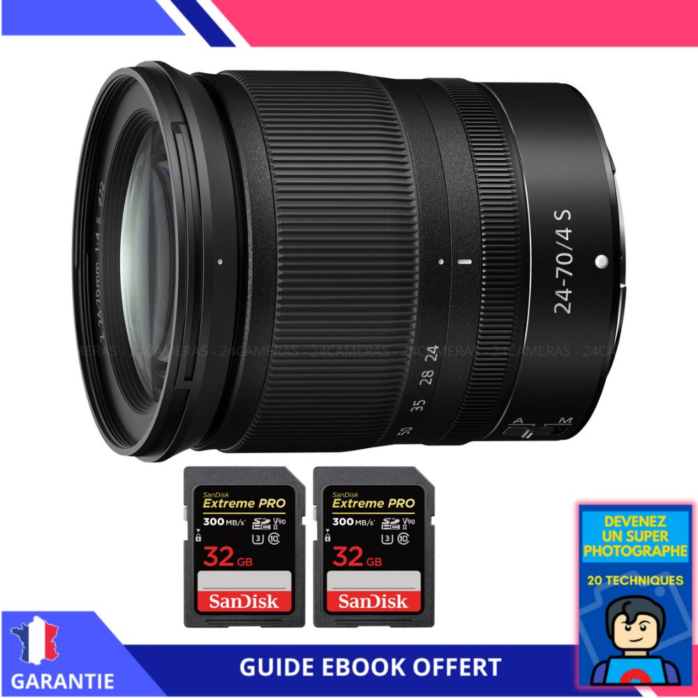 Nikon Z 24 70mm f4 + 2 SanDisk UHS II 300 MB/ + Ebook 'Devenez Un Super Photographe' Objectif Nikon Z pour Nikon Hybride - vue 2