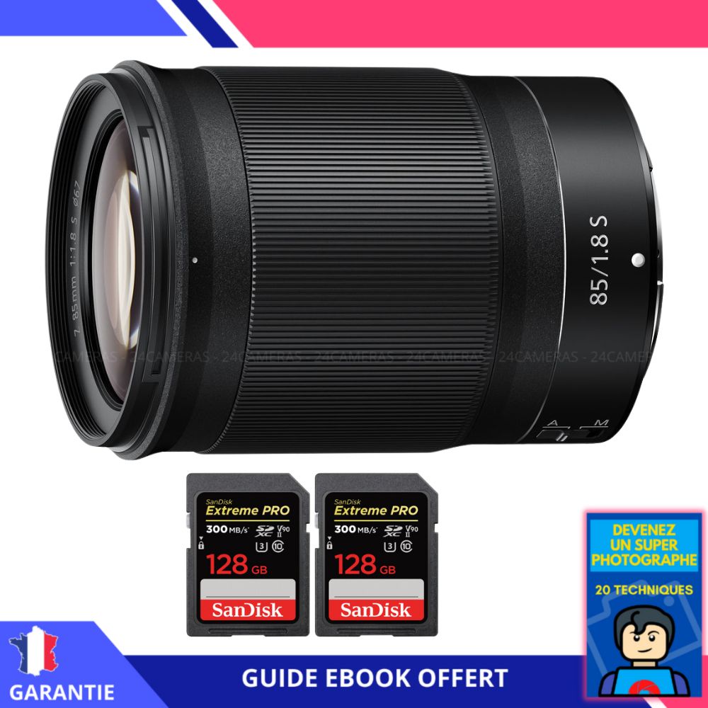 Nikon Z 85mm f1.8 + 2 SanDisk UHS II 300 MB/ + Ebook 'Devenez Un Super Photographe' Objectif Nikon Z pour Nikon Hybride - vue 3