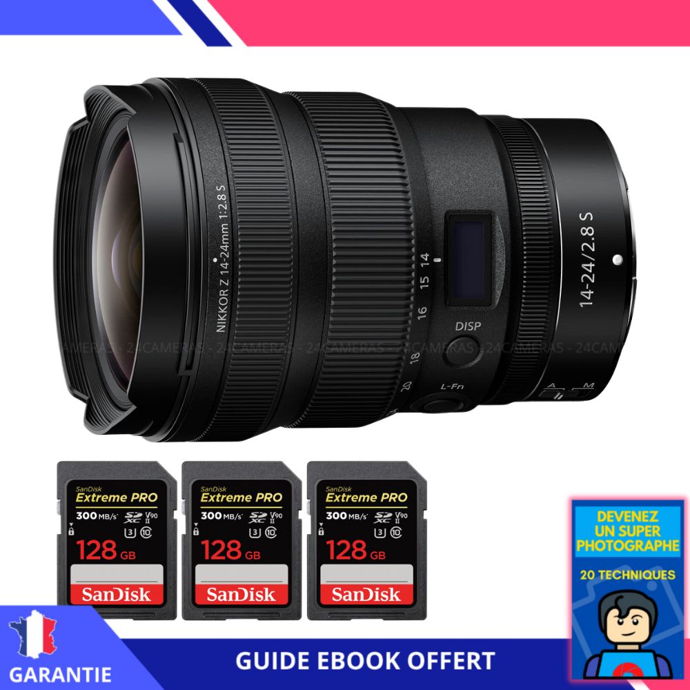 Nikon Z 14 24mm f2.8 + 3 SanDisk UHS II 300 MB/ + Ebook 'Devenez Un Super Photographe' Objectif Nikon Z pour Nikon Hybride - vue 3