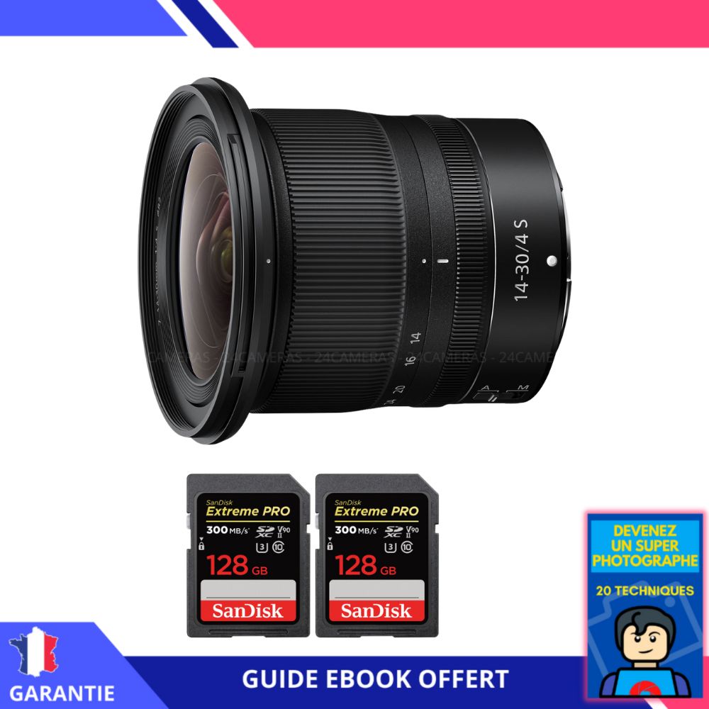 Nikon Z 14 30mm f4 + 2 SanDisk UHS II 300 MB/ + Ebook 'Devenez Un Super Photographe' Objectif Nikon Z pour Nikon Hybride - vue 2