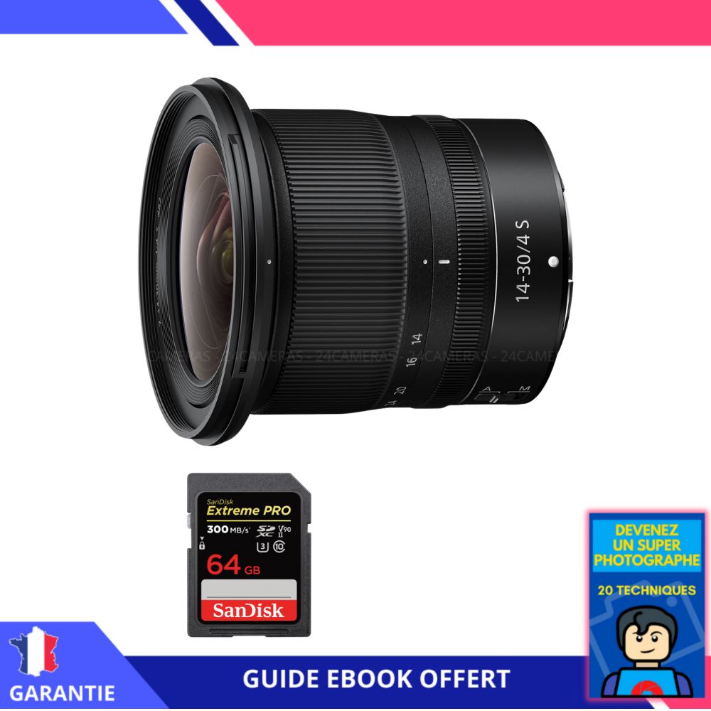 Nikon Z 14 30mm f4 + 1 SanDisk UHS II 300 MB/ + Ebook 'Devenez Un Super Photographe' Objectif Nikon Z pour Nikon Hybride - vue 2