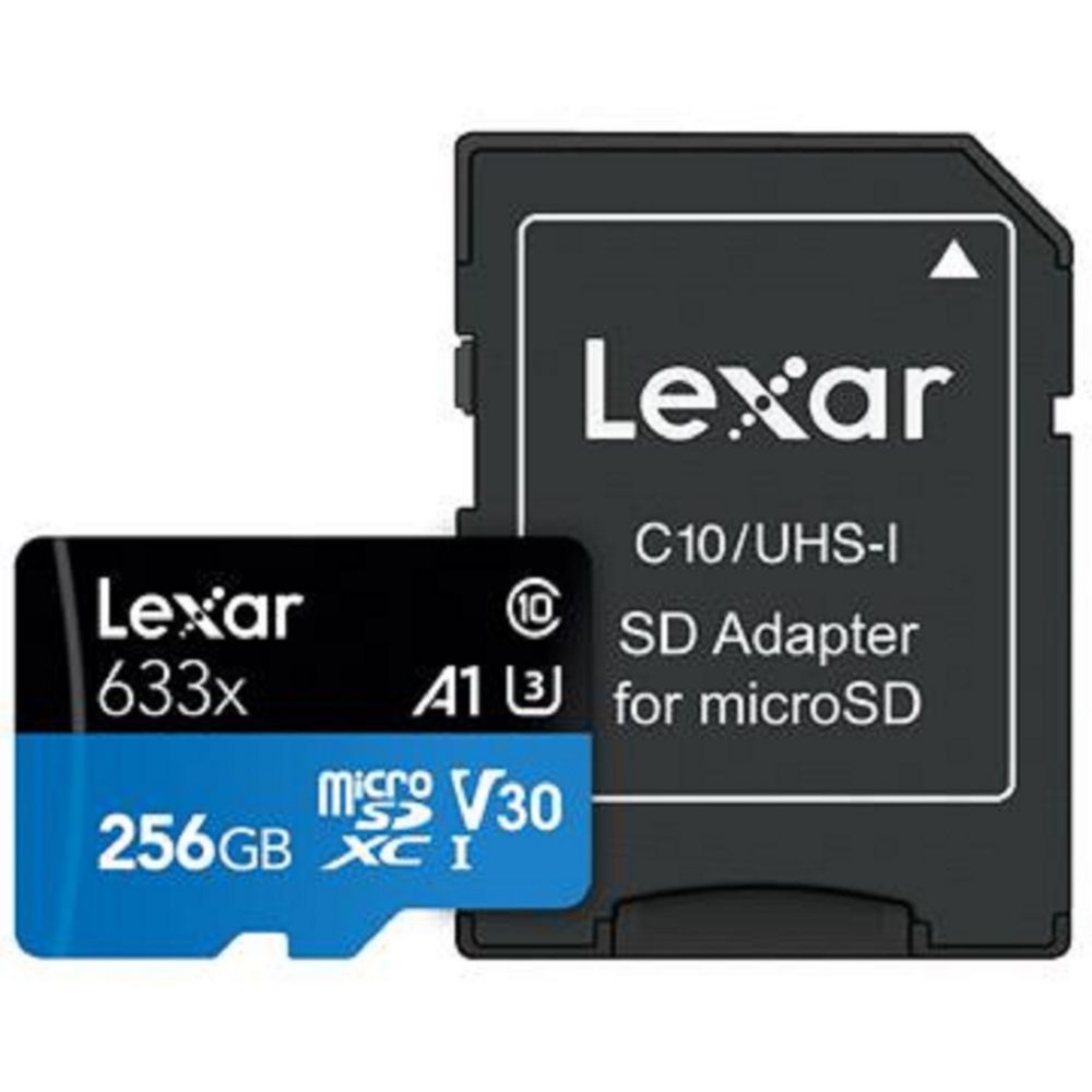 Carte mémoire SD 256 Go Lexar 633x High Performance A1 Video Class V30 UHS-I U3 Class10 SDXC UHS-I avec adaptateur Carte mémoire SD 256 Go Lexar 633x High Performance A1 Video Class V30 UHS-I U3 Class10 SDXC UHS-I avec adaptateur