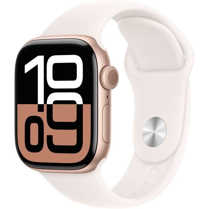 Apple Watch Series 10 GPS - Boîtier Aluminium 42 mm Finition Or Rose - Taille S/M