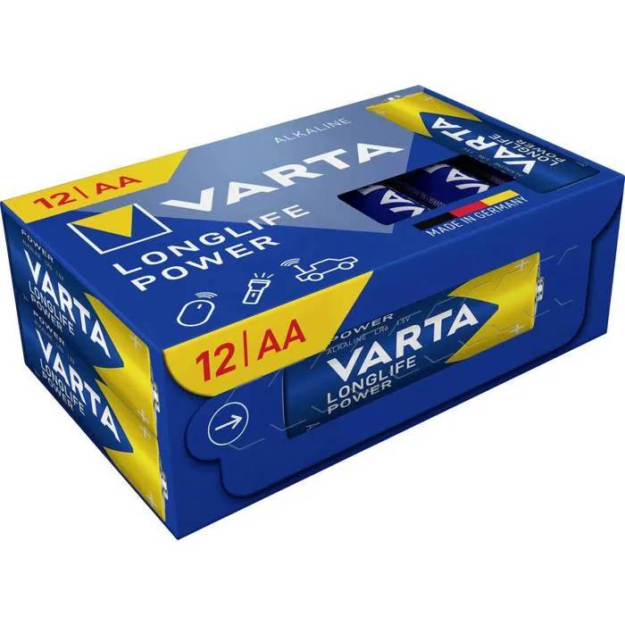 VARTA Piles AA lot de 12 Longlife Power Alcalines 1 5V Cube emballage recyclé à 90% adaptées aux jouets sans fil lampes de poche Made in Germany - vue 4
