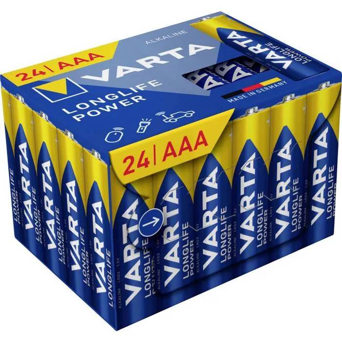VARTA Piles AAA lot de 12 Longlife Power Alcalines 1 5V Cube emballage recyclé à 90% adaptées aux jouets sans fil lampes de poche Made in Germany - vue 4
