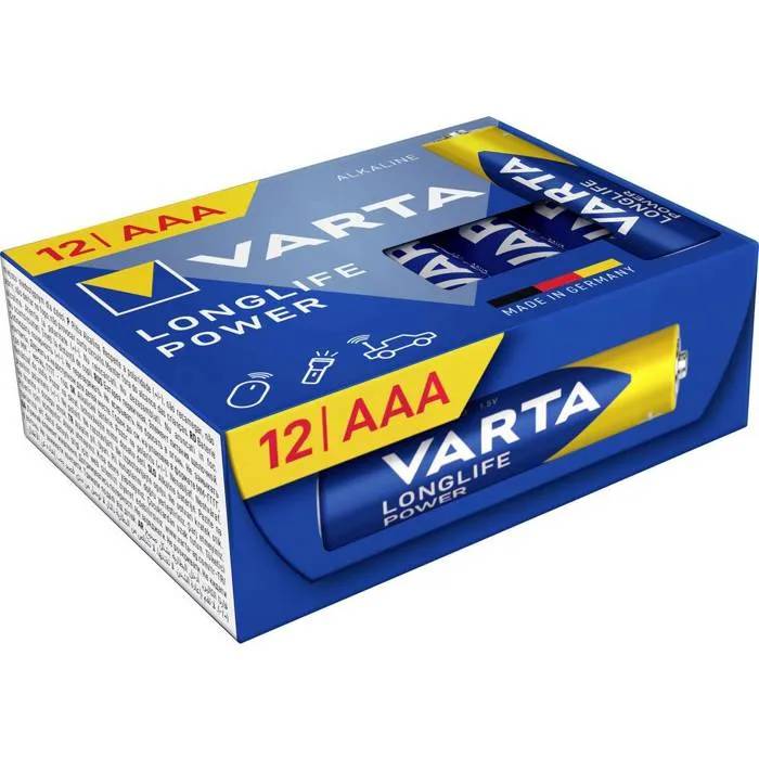 VARTA Piles AAA lot de 12 Longlife Power Alcalines 1 5V Cube emballage recyclé à 90% adaptées aux jouets sans fil lampes de poche Made in Germany - vue 2