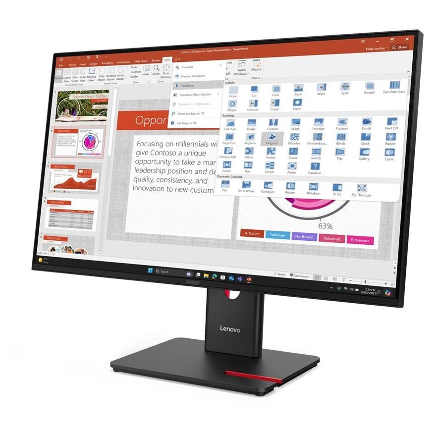 Lenovo ThinkVision T27 40 Écran LED 27 1920 x 1080 Full HD @ 120 Hz IPS 300 cdm² 1500:1 4 ms HDMI VGA DisplayPort eclipse - vue 10