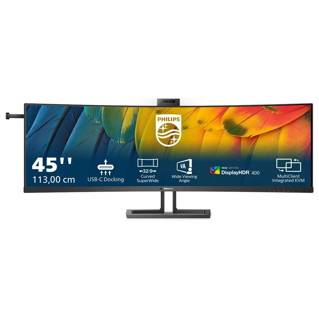 Philips 45B1U5900CH Écran incurvé DQHD 45 Pouces Webcam 5 MP synchronisation adaptative réglable en Hauteur 5120x1440 75 Hz HDMI DisplayPort USB C USB Hub - vue 7