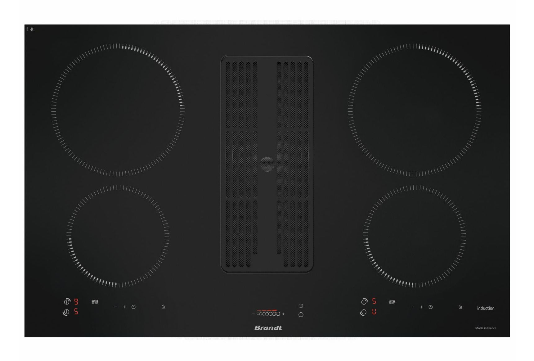 Brandt BPI384BH plaque Intégré 80 cm Plaque avec zone à induction 4 zone Hotte intégrée