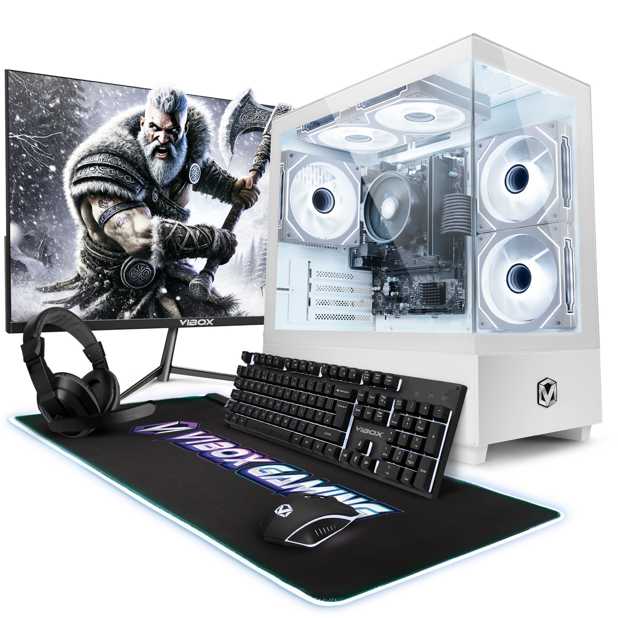Vibox VI 176 PC Gamer 22 Écran Pack AMD Ryzen 3200GE Processeur 4GHz Radeon Vega 8 Graphiques 8Go RAM 480Go SSD Linux OS WiFi