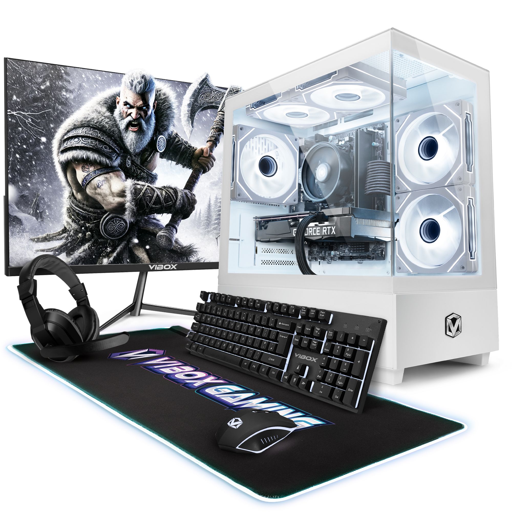 Vibox VI 57 PC Gamer 22 Écran Pack AMD Ryzen 3200GE Processeur 4GHz Radeon Vega 8 Graphiques 8Go RAM HDD 240Go SSD Windows 11 WiFi