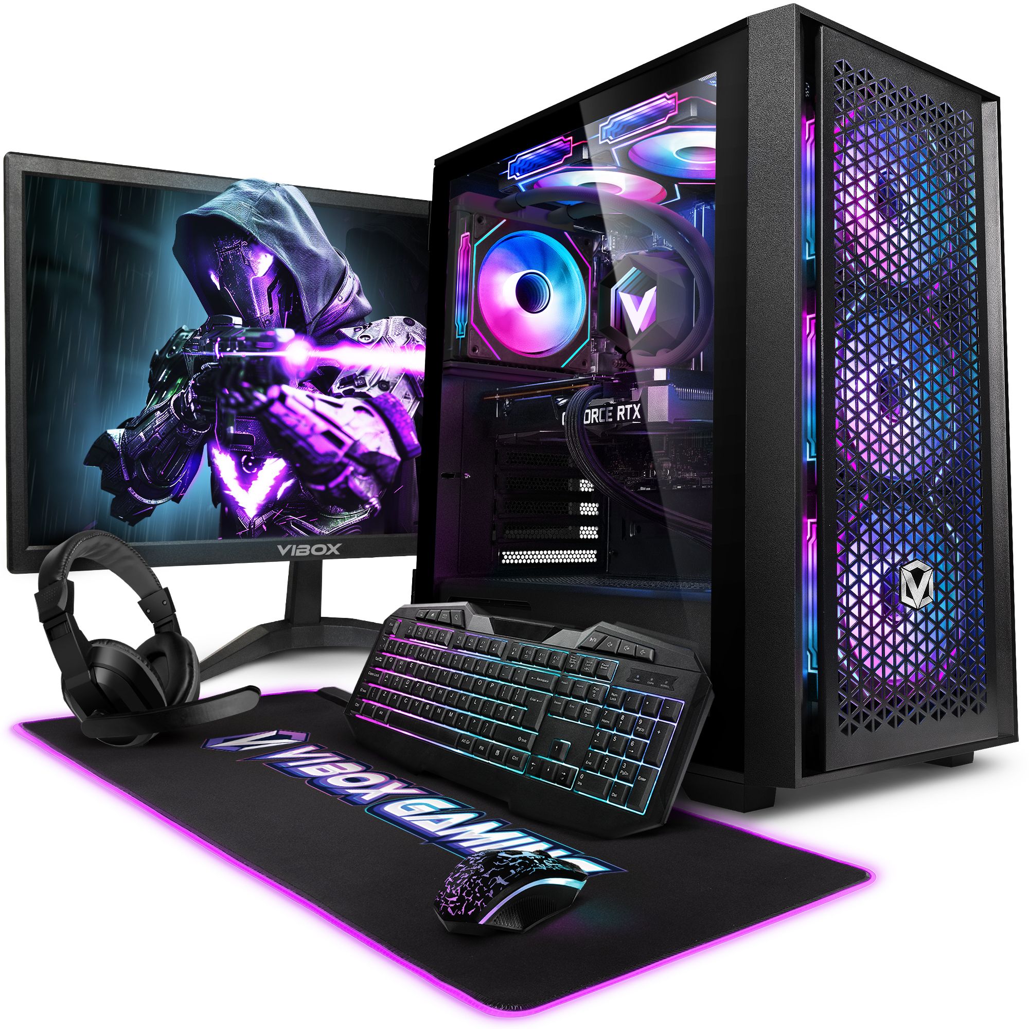 Vibox I 30 PC Gamer 22 Écran Pack Quad Core AMD Ryzen Processeur 4GHz Radeon Vega 8 Graphique RAM 480Go SSD Windows 11 WiFi