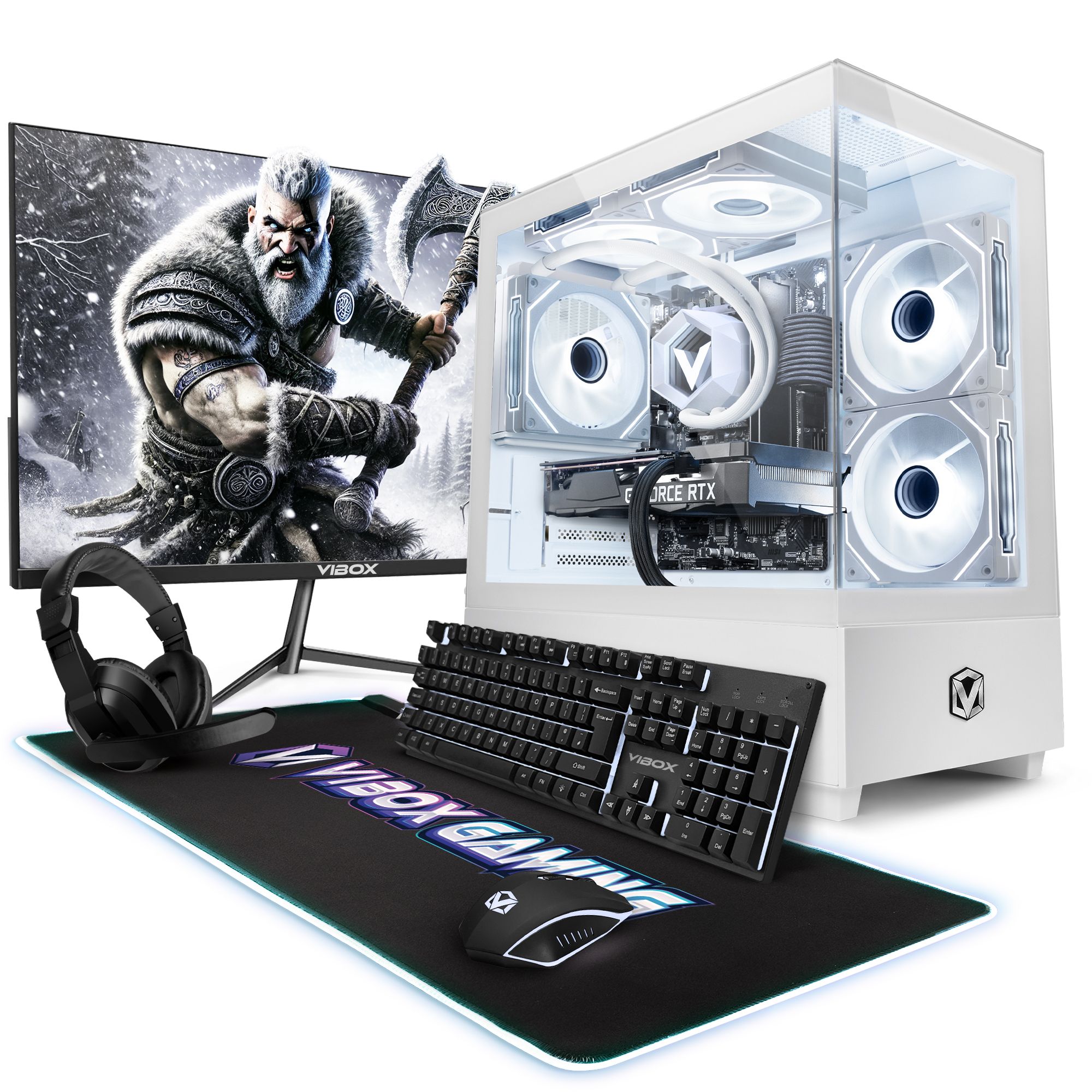 Vibox IV 66 PC Gamer 24 Écran Pack 8 Core Intel i9 11900 Processeur Nvidia RTX 4060 Ti OC 8Go RAM 1TB NVMe SSD Windows 11 WiFi