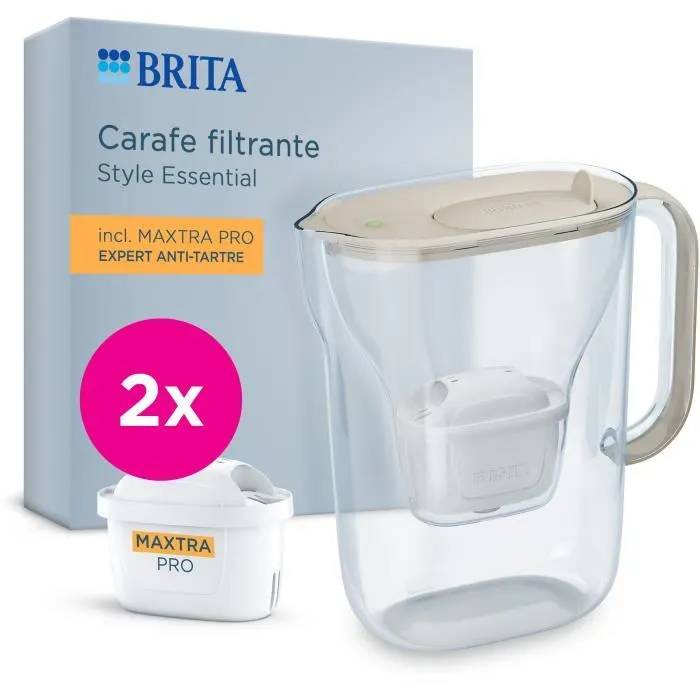 Carafe filtrante BRITA Style Essential Sable Capacité dont deau filtrée 2 filtres Maxtra Pro Expert anti tartre - vue 2