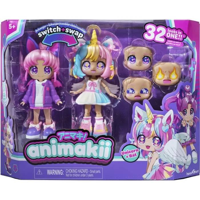 Bandai Animakii Licorne et Chauve Coffret Poupée Personnalisable 1 Poupée 4 Visages 2 Coiffures 2 Tenues 2 Paires de Chaussures Jouet Créatif et + HEA26348 - vue 5