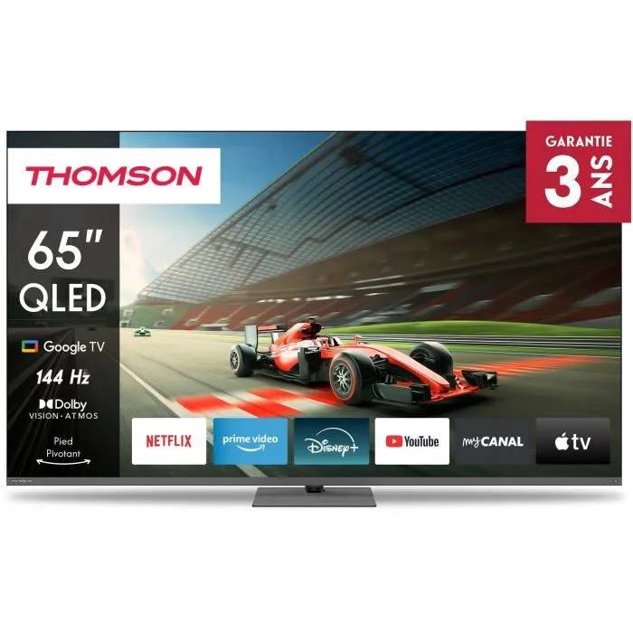 65” 165 Cm Qled 4k Uhd Google TV Pro Google Assistant 144 Hz Pied Pivotant - vue 5