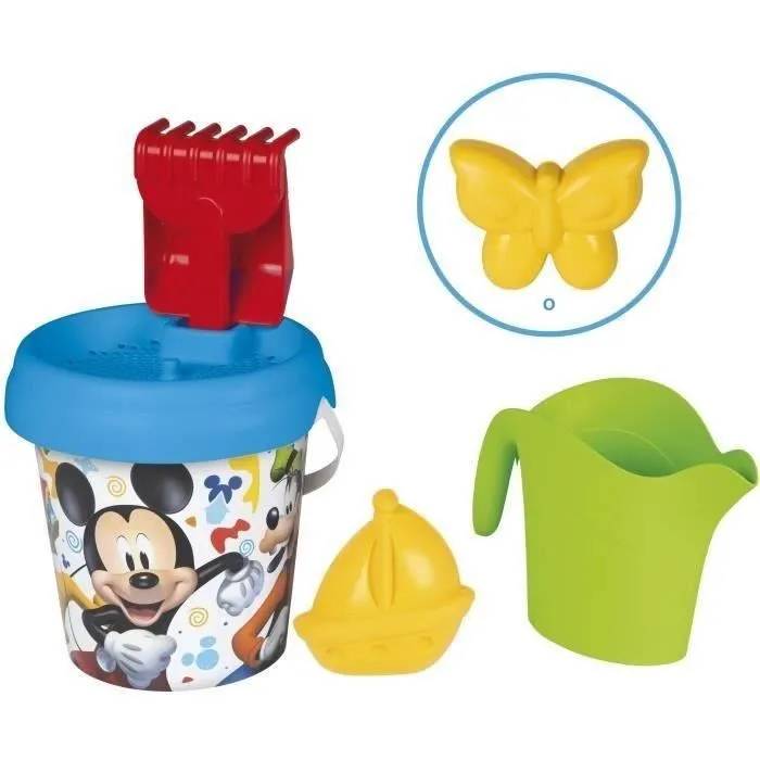 Smoby Mickey Seau Garni Arrosoir Tamis Râteau Pelle Arrosoir Moule à Sable A Partir de Fabrication Française