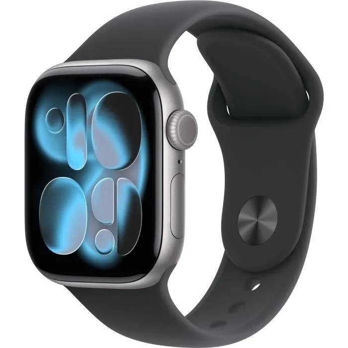 Apple Watch Series 11 GPS + Cellular 42mm Boitier en Aluminium Gris Sidéral avec Bracelet Sport Noir S/M