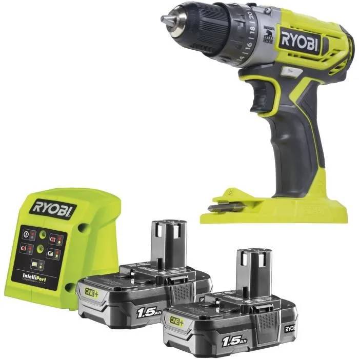 Perceuse visseuse à percussion sans fil compacte RYOBI R18PD2 18V Mandrin 10 mm 2 batteries 15 Ah & chargeur - vue 3