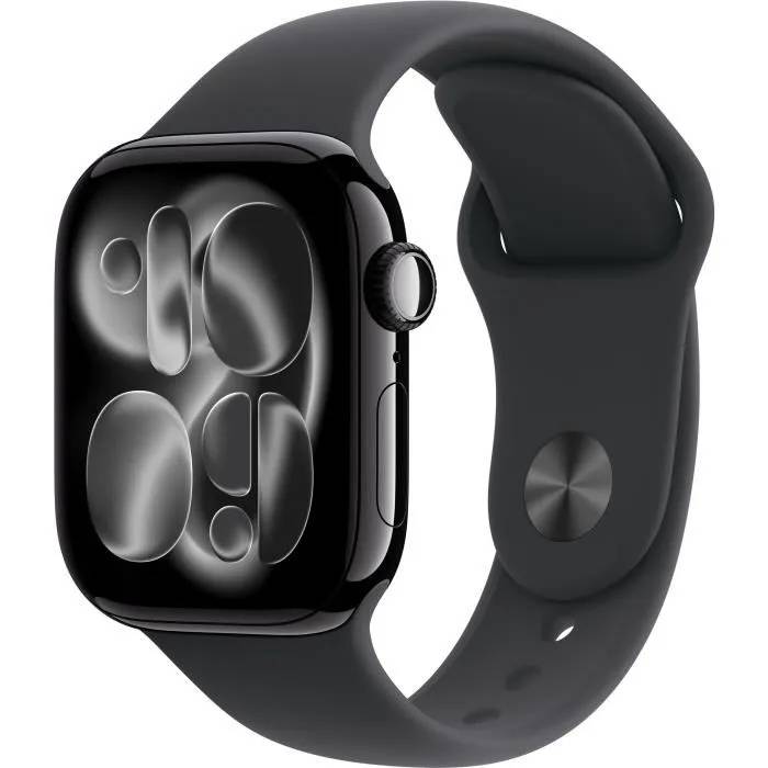 Apple Watch Series 11 (GPS + Cellular) - 42 mm - aluminium noir jais - Montre connectée avec bracelet sport - fluoroélastomère - noir - taille du bracelet : M/L - 64 Go - LTE, Wi-Fi 4, UWB...