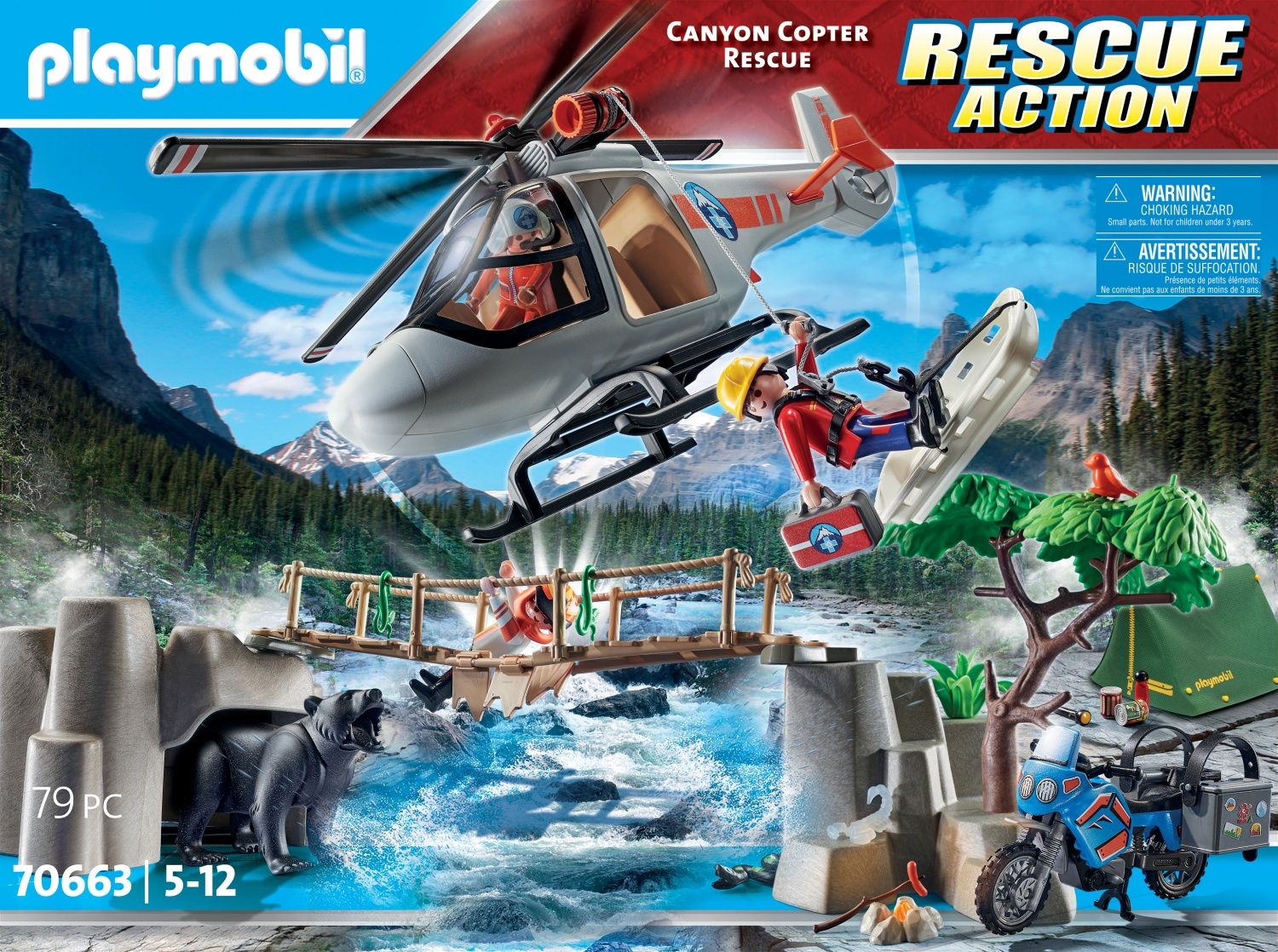 Unités De Secouristes Avec Helicoptere 70663 Playmobil La Boite