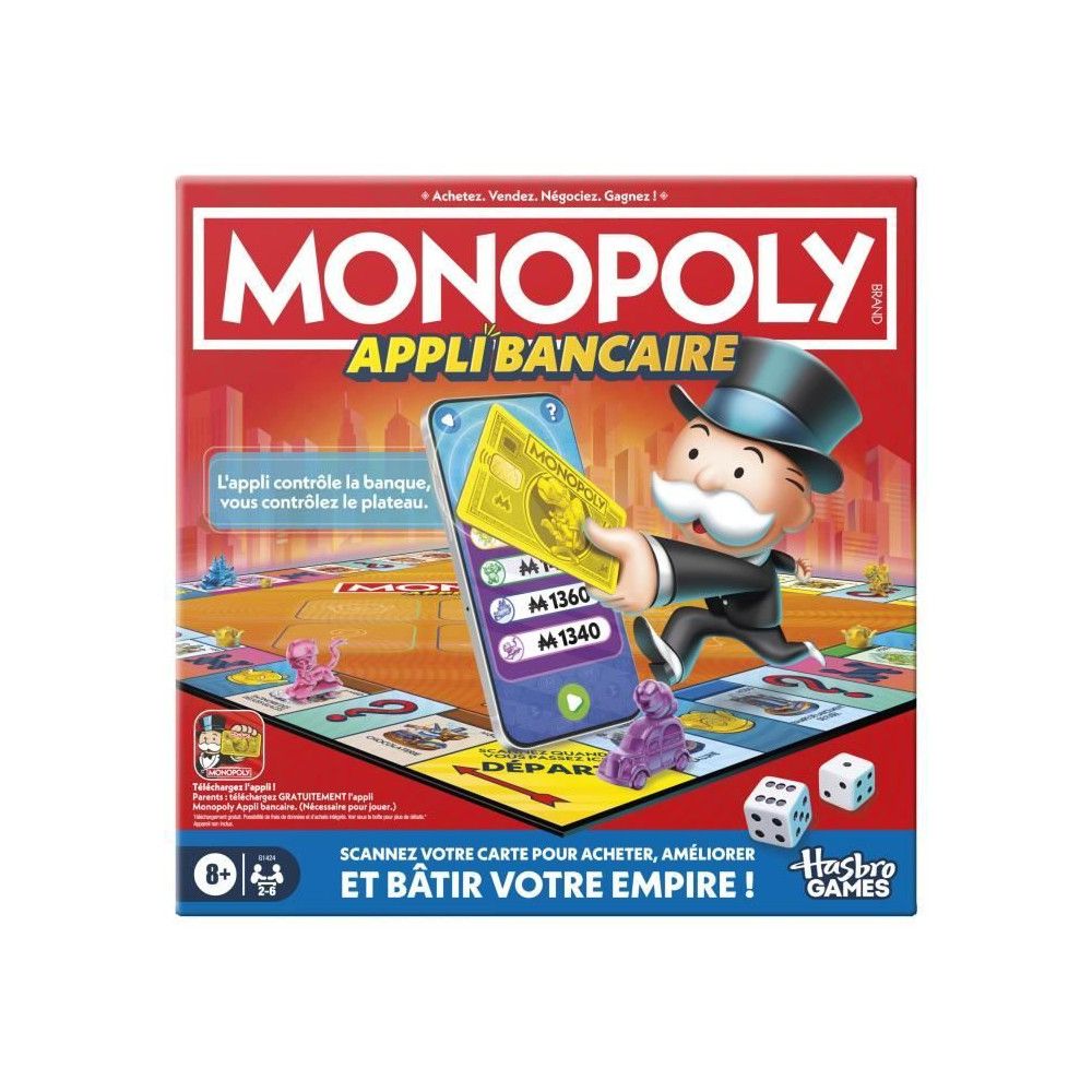 Monopoly Appli bancaire jeu de plateau avec appli pour appareil type smartphone dès - vue 2