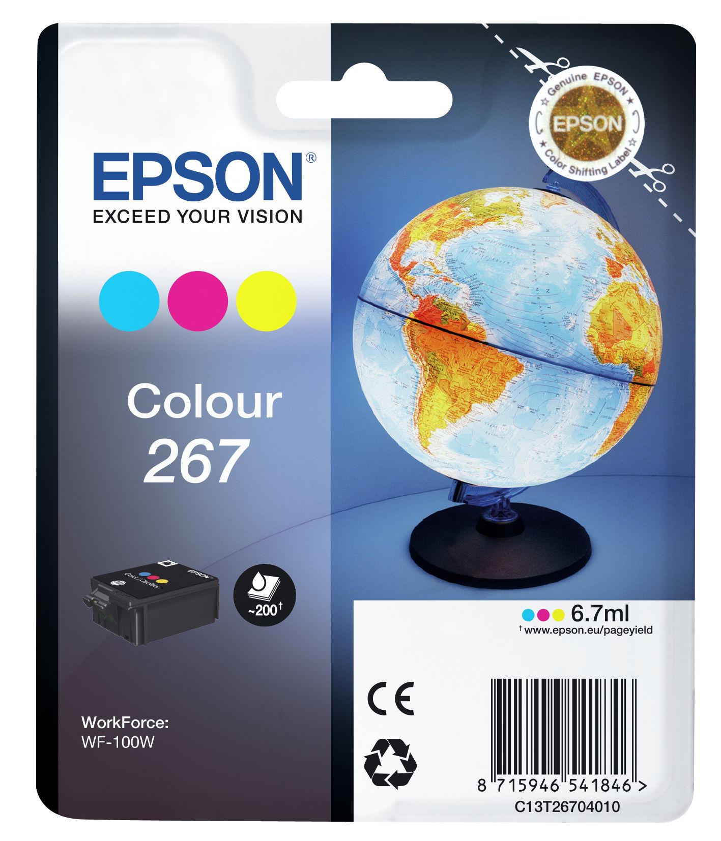 Epson Globe Monobloc 267 encre DURABrite Ultra 3 couleurs